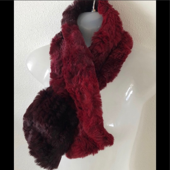 Accessories - Rabbit Fur Scarf Red Rex Rabbit Scarf